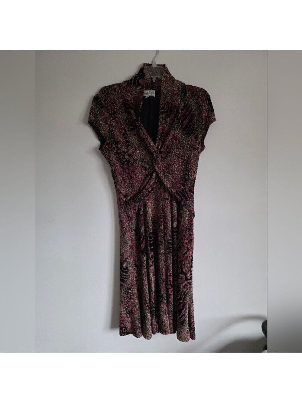 JOSEPH RIBKOFF | Burned Velvet Dress Red Black Sz 8
